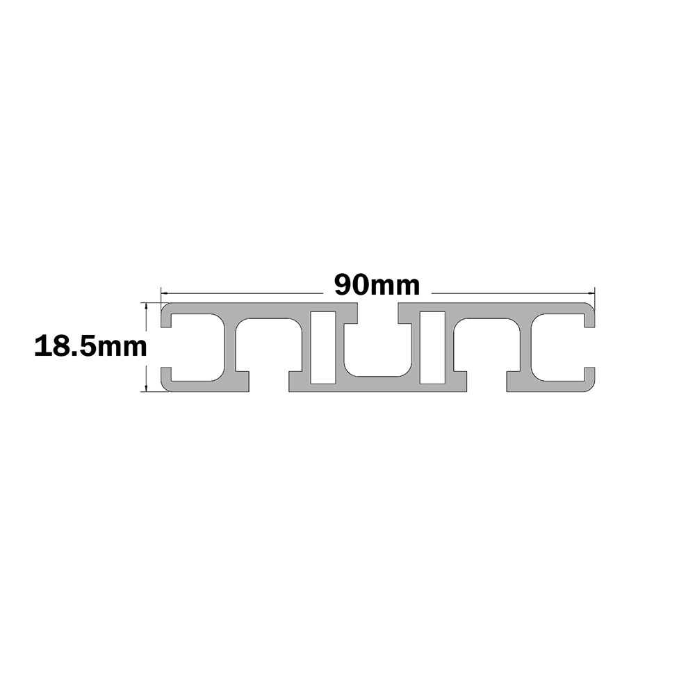 10-9018.5-0-500MM MODULAR SOLUTIONS EXTRUDED PROFILE<br>90MM X18.5MM, CUT TO THE LENGTH OF 500 MM